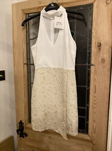 BNWT Size 12 White & Nude Sleeveless Stretchy Party Occasion Misguided Dress - Picture 1 of 7