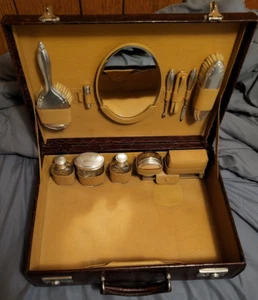 Luxury Crocodile Leather Sterling Silver Gentleman Vanity/Grooming/Attache Case - Picture 1 of 20
