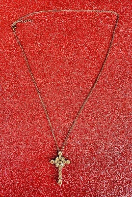 Stupenda Collana con ciondolo a croce In Argento 925 Rodiato e zirconi. - Immagine 1 di 3