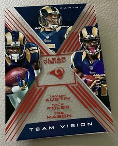 2015 Panini Clear Vision Team Red /25 Nick Foles Tavon Austin Tre Mason-Rams