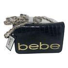 Bebe Fabiola Stamped Crocodile Crossbody Black Mini Handbag Bag Purse