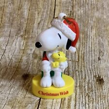 Vintage Peanuts Snoopy Woodstock PVC Ornament FLAW Christmas Wish On Santas Lap