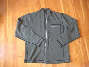 NEVE DESIGNS MAGLIONE FULL ZIP 100% lana verde nero uomo cardigan brent ryan L - Foto 1 di 3