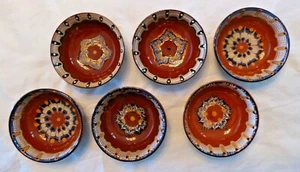 Troyan Bulgaria red featherware lot of six 4 1/2" bowls (A) - Bild 1 von 4