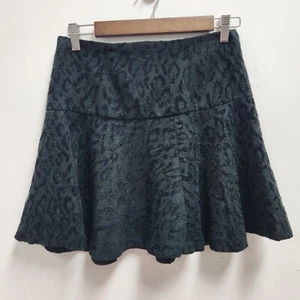 Grunge Edgy Free People Skater Skirt Womens Size 4 Chenille Cheetah Black - Picture 1 of 12