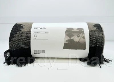 Ikea LUKTVÄDD LUKTVADD Throw, Geometric Black/Gray 51"x67" - NEW - Image 1 of 4