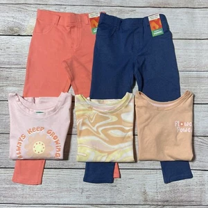 Girls Lot Of Casual Clothes Size 6. NWT! 3 Short Sleeve Shirts & 2 Leggings. - Picture 1 of 18