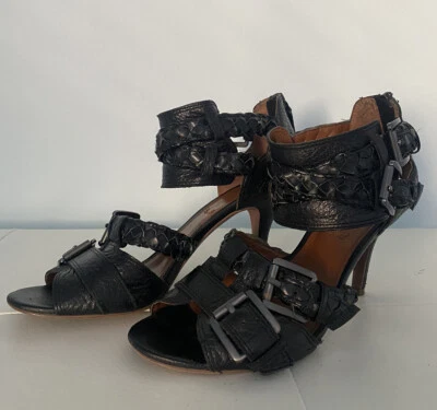 Туфли-лодочки BOUTIQUE 9 черная кожа RUBYANN с плетеным ремешком на лодыжке с открытым носком размер 7 - Изображение 1 из 4