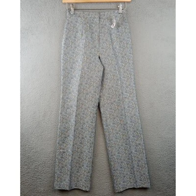 New Womens Talbots 100% Silk Lined Blue Gray Silver Circle Diamond Print Pants 4 - Image 1 of 4