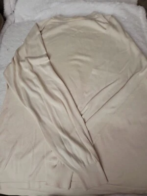 复古 Norm Thompson 100% 真丝毛衣,尺寸 L,奶油色 — 第 1/4 张图片