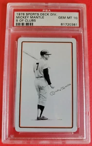 MICKEY MANTLE 1978 SPORTS DECK DIVISION 5 OF CLUBS CARD GRADED PSA 10 GEM MINT - Foto 1 di 2