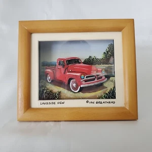 3D Shadow Box with a Red Pickup Truck Alongside of a lake - Vintage - Picture 1 of 14