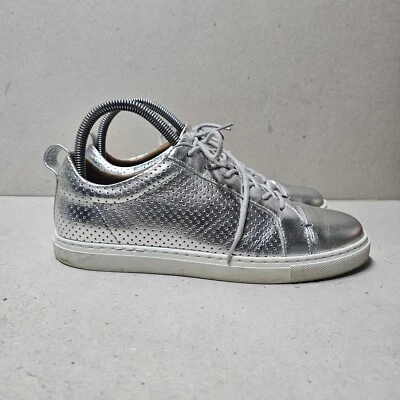 WHISTLES WOMEN'S LEATHER FLAT LOW TOP SNEAKERS SILVER SIZE UK5 EU38 (CJ) - Image 1 of 4