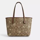 NWT! Coach Mini City Tote In Signature Canvas With Star And Snowflake Print