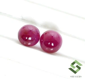 6.25 mm Natural Ruby Round Cabochon Pair 2.73 CTS African Loose Gemstones - Picture 1 of 8