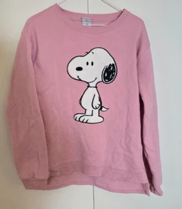 Damen SNOOPY Pullover Rundhals bestickt Sweatshirt rosa M - Bild 1 von 5