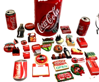 Coca Cola Collection 30 Pieces Magnets in Ceramic Ice Bucket cookie Jar - Image 1 of 4