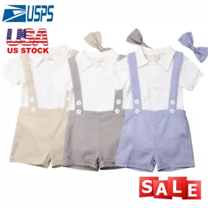 Toddler Newborn Baby Boy 3Pcs Gentleman Outfit Wedding Party Clothes 0-24M - Picture 1 of 18