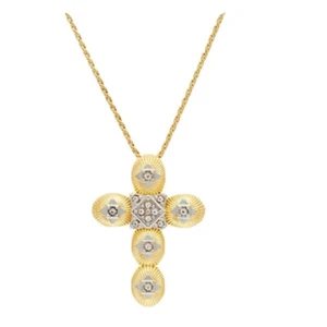 Genesi 18k Clad White topaz cross pendant with Chain Necklace NEW 11.4g QVC - Picture 1 of 6