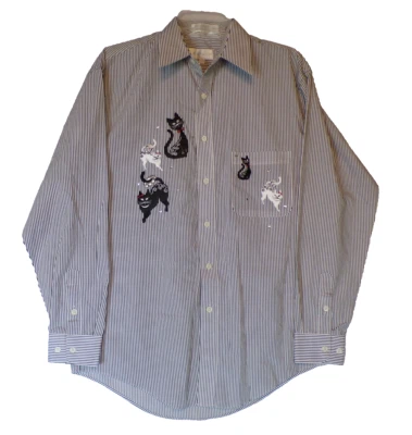 Marquis Size 14 1/2 (S) 32-33 Animal Cat Feline Button Up Long Sleeve Shirt EUC - Image 1 of 4