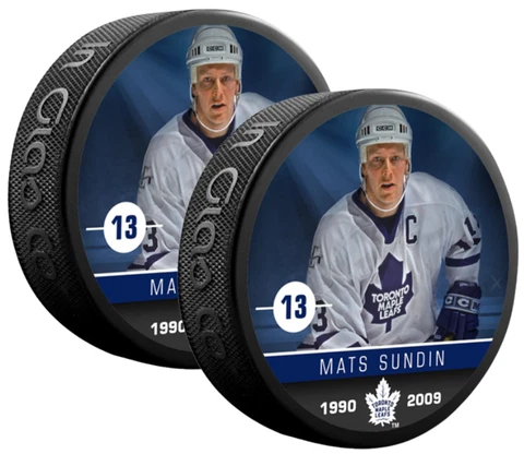 Mats Sundin Toronto Maple Leafs NHL Collector's Alumni Photo Pucks (2-Pack) Cover