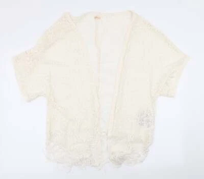 Hollister Womens Beige Crew Neck Cotton Blend Cardigan Size M - Image 1 of 4