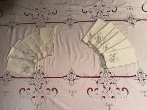 Service de table coton brodé main  nappe 250 cm x 165 cm et 12 serviettes - Imagen 1 de 9