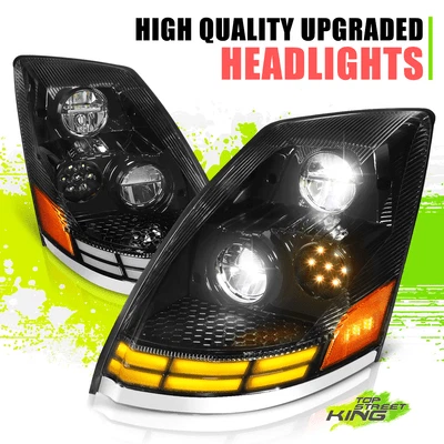 Faros retrovisores LED ámbar blanco para Volvo VN VNL VNM VNX 03-17 negro L+R Foto 1 de 4