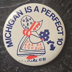 Vtg Michigan Is A Perfect 10 Button Rike 1984 Cottagecore Grandma Memorabilia - Picture 1 of 6