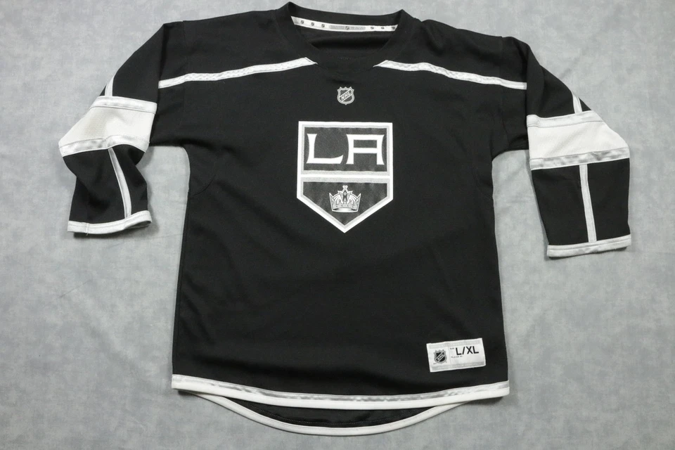 Pulôver Los Angeles Kings Jersey Youth G/XL preto branco NHL hóquei fanwear - Imagem 1 de 4