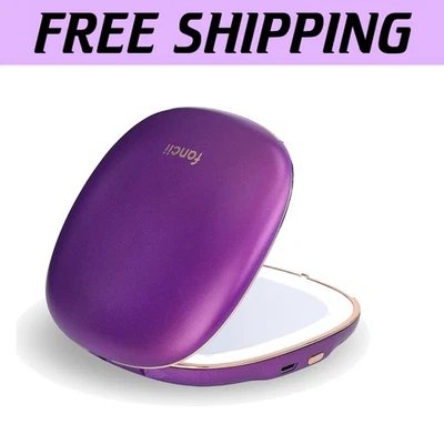 Compact Travel Makeup Mirror with Natural LED Light, Rechargeable & Dimmable - Image 1 of 4