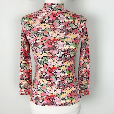 Scotch & Soda Mock Neck Floral Long Sleeve Top Stretch Knit Size XS Women's - Image 1 of 4