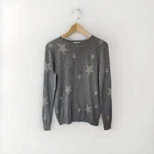 Maglione donna Sugarhill Brighton grigio stampa stelle scintillante taglia UK 10 - Foto 1 di 14
