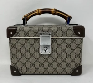 GUCCI GG Supreme Monograma Globo-Trotter Estuche de Belleza Marrón Bolso de Tocador Baúl Nuevo - Imagen 1 de 18