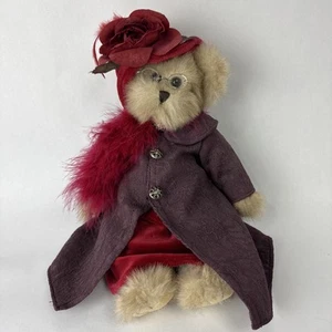 Abrigo de vestir Bearington Bear 15" Queen Fedora de felpa rojo púrpura 2003 de colección - Imagen 1 de 7