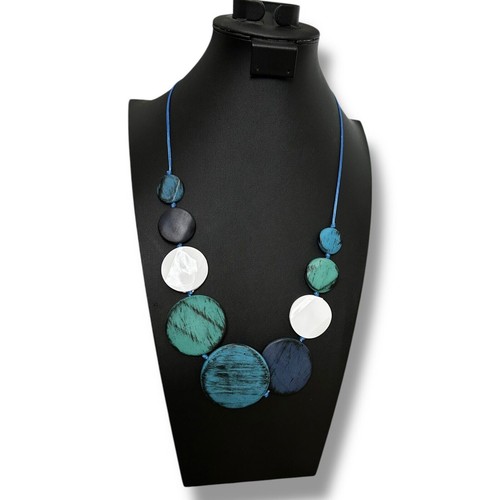 VETEMENTS Collana con cerchi blu verde bianco nuova senza etichette grossa lunghezza regolabile