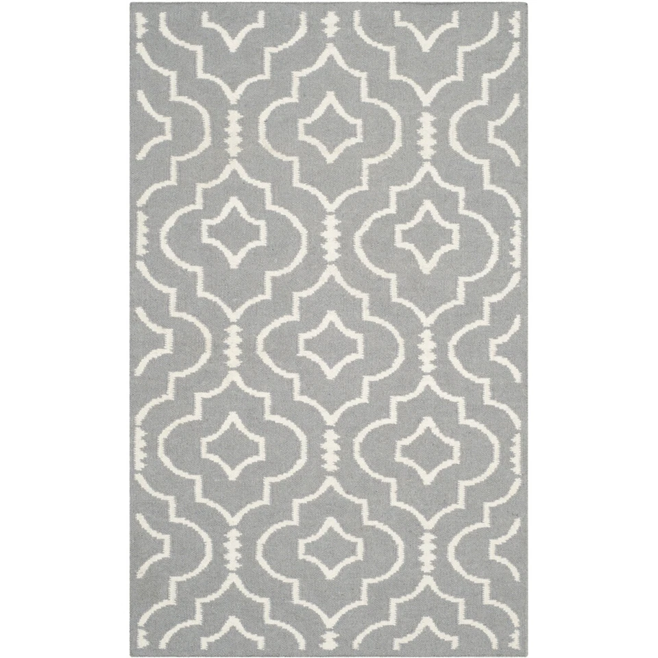 SAFAVIEH Dhurries DHU637B Handwoven Grey / Ivory Rug - Image 1 of 4