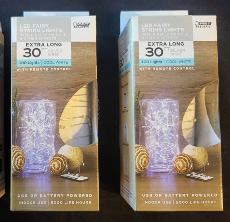 Feit Electric Battery/USB Fairy Light LED 30' Silver Wire Light Strand 2 Pack - Image 1 of 2