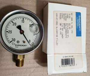 NEW Ashcroft 631008AL02LVAC 1008AL Glycerine Filled Stainless SteelCase Gauge - Picture 1 of 3
