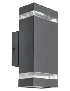 Modern Black Greyish Up Down Double Wall Light GU10 Outdoor Garden Light ZLC368B - Picture 1 of 13
