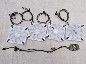 Corsair Node Core PCB with 4x QL120 White RGB LED Fans Used RWF0043 - Bild 1 von 6