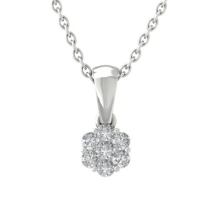 Sterling Silver Diamond Cluster Pendant Necklace for Women 1/3ct, 18", 1.76g - Picture 1 of 5