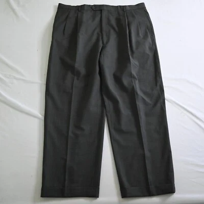 Pantalones de vestir Jos A Bank 40x30 marrón plisado con puños 100 % lana para hombre Foto 1 de 4