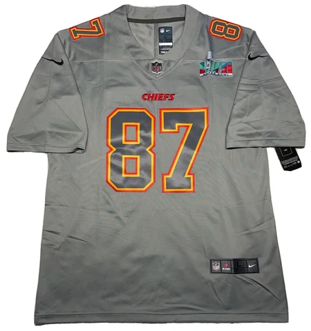 TRAVIS KELCE #87 JERSEY KANSAS CITY CHIEFS GREY SUPER BOWL 57 SIZE M-XL Cover