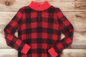 Polo Ralph Lauren Girls Size L 14-16 Plaid Lon Sleeve Sweater 1/4 Zip - Picture 1 of 11