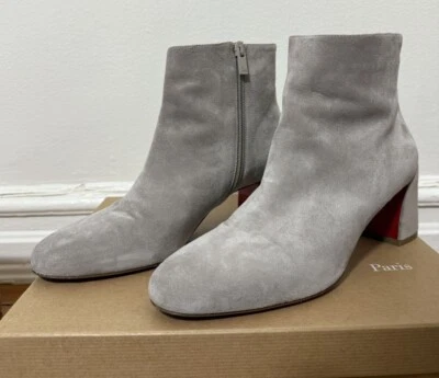 Christian Louboutin Turela 55 Veau Terciopelo Gamuza Tobillo Tacón Corto EU40 Foto 1 de 4