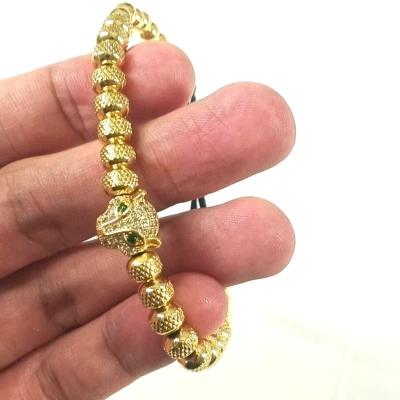 Pulseira masculina ajustável leopardo folheada a ouro bronze tamanho único - Imagem 1 de 4