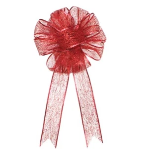 Christmas Tree Topper Red Bow Red Gift Bow Christmas Tree Bow Topper for w/ Stre - Picture 1 of 8