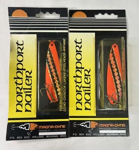2 Vintage Orange Northport Nailer Fishing Lure Spoons New In Package Magna-Dyne - Picture 1 of 4
