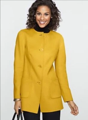 Chaqueta de Lana Talbots Amarillo Mostaza Doble Cara 4 Botones Informal Negocios Mujer 8 Foto 1 de 4